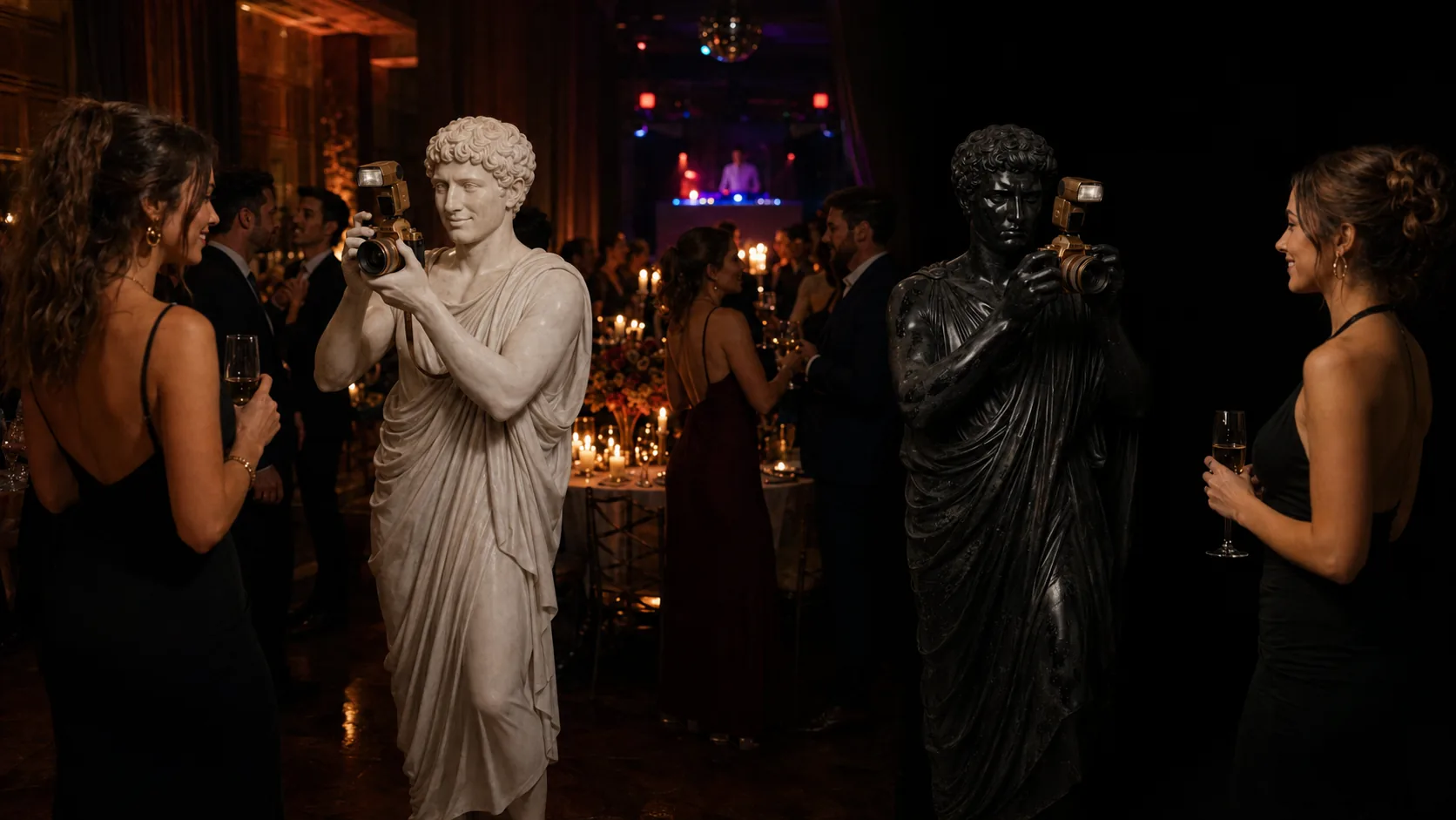 White marble twin with warm ambient background vs black marble twin with black void background